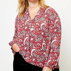 LOFT | Plus Paisley Split Neck Blouse